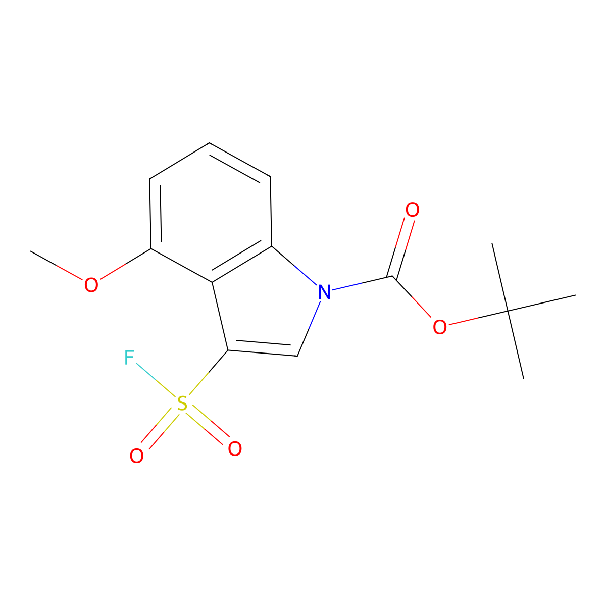 tert-butyl 3-(fluorosulfonyl)-4-methoxy-1H-indole-1-carboxylate molecular structure, CAS 2383526-86-9