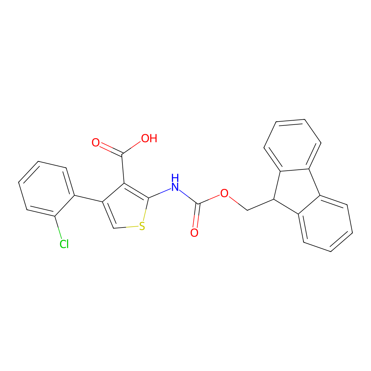4-(2-chlorophenyl)-2-({[(9H-fluoren-9-yl)methoxy]carbonyl}amino)thiophene-3-carboxylic acid molecular structure, CAS 2383528-69-4