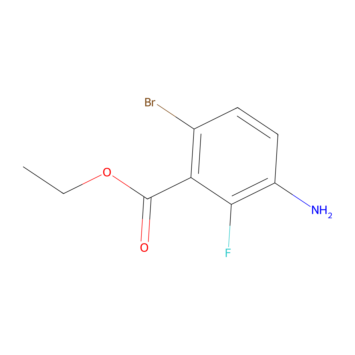 Ethyl 3-amino-6-bromo-2-fluorobenzoate molecular structure, CAS 2383530-38-7