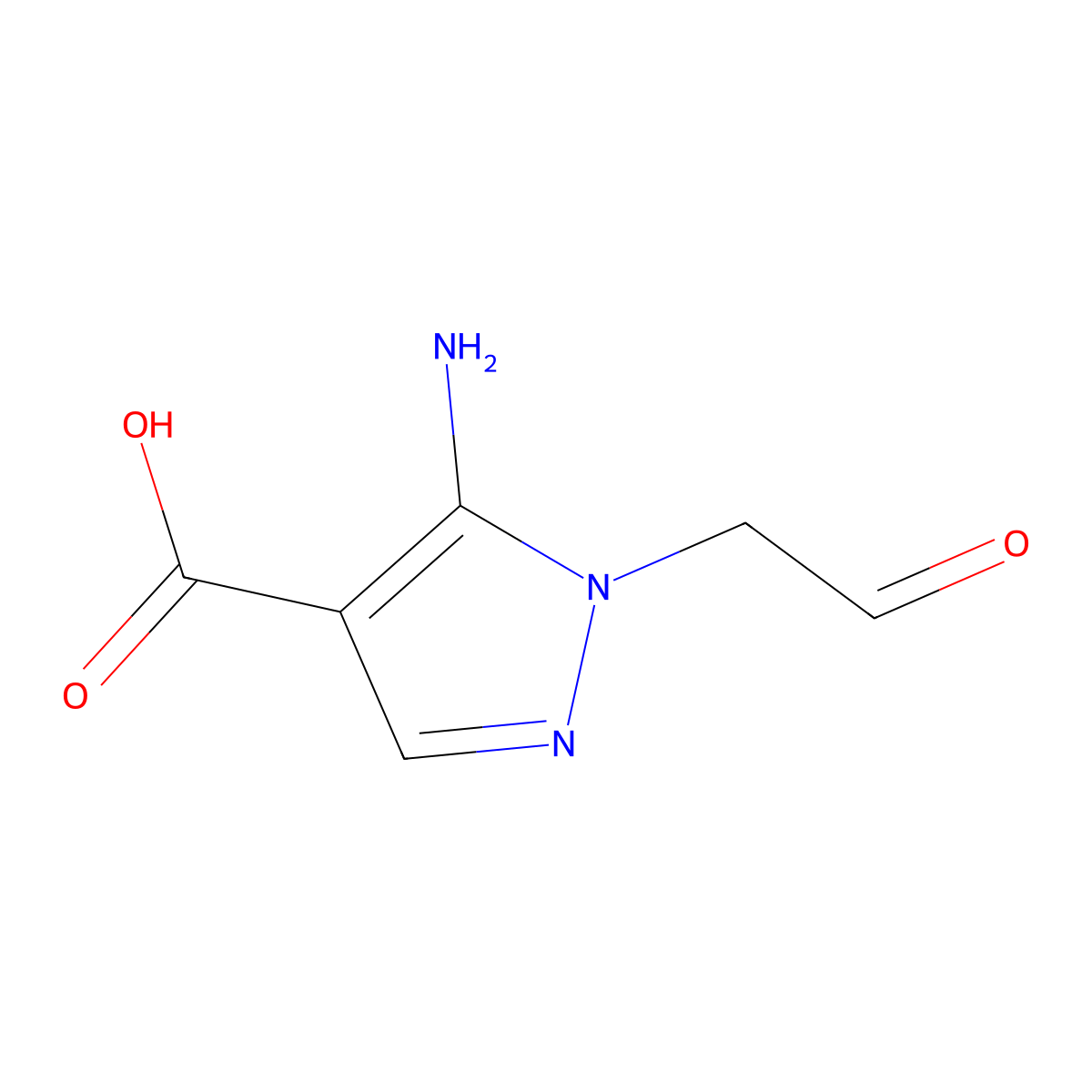 5-amino-1-(2-oxoethyl)-1H-pyrazole-4-carboxylic acid molecular structure, CAS 2383530-64-9