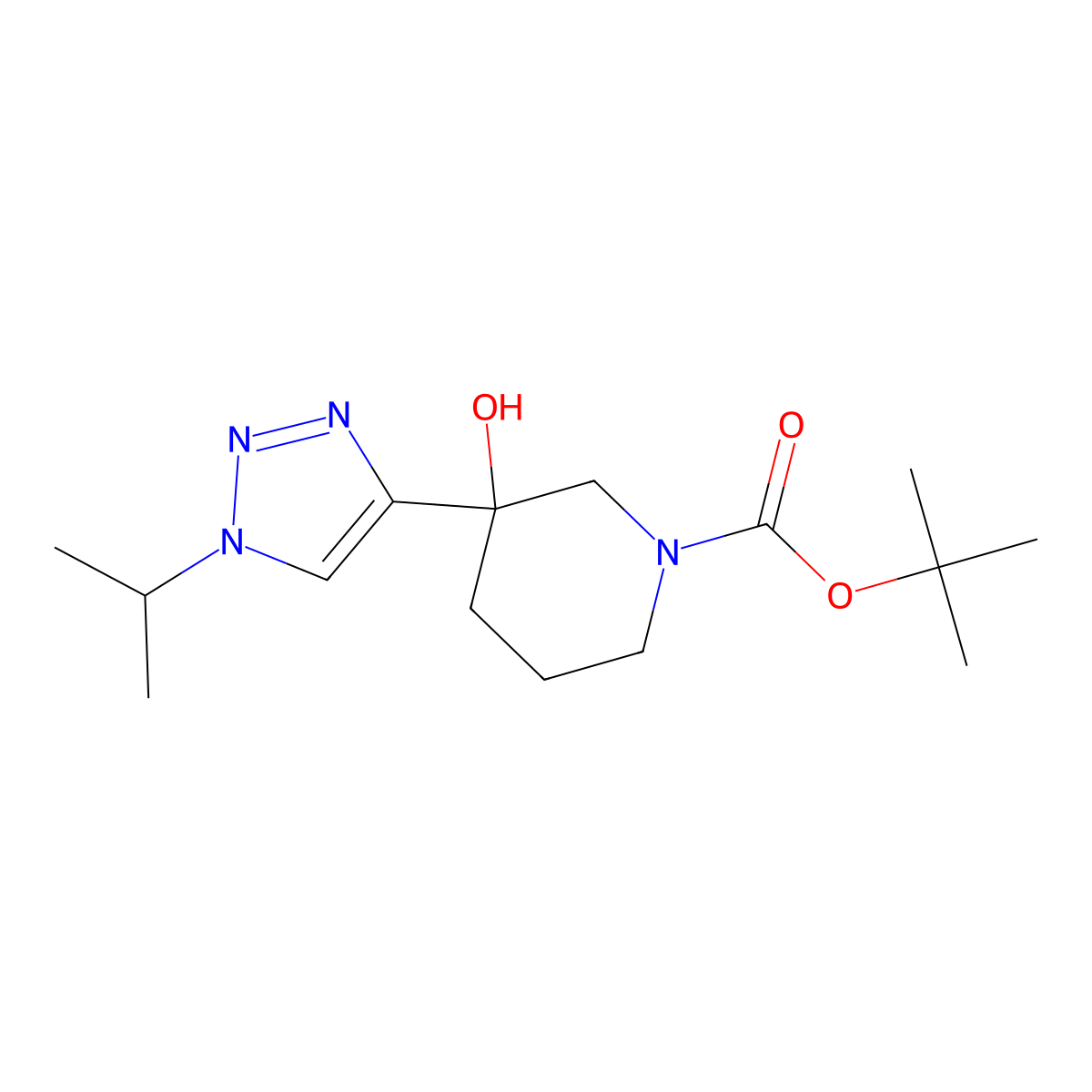 tert-butyl 3-hydroxy-3-[1-(propan-2-yl)-1H-1,2,3-triazol-4-yl]piperidine-1-carboxylate molecular structure, CAS 2383536-11-4