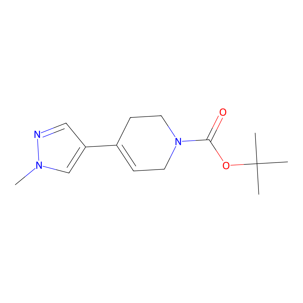 tert-butyl 4-(1-methyl-1H-pyrazol-4-yl)-3,6-dihydropyridine-1(2H)-carboxylate molecular structure, CAS 2383547-03-1
