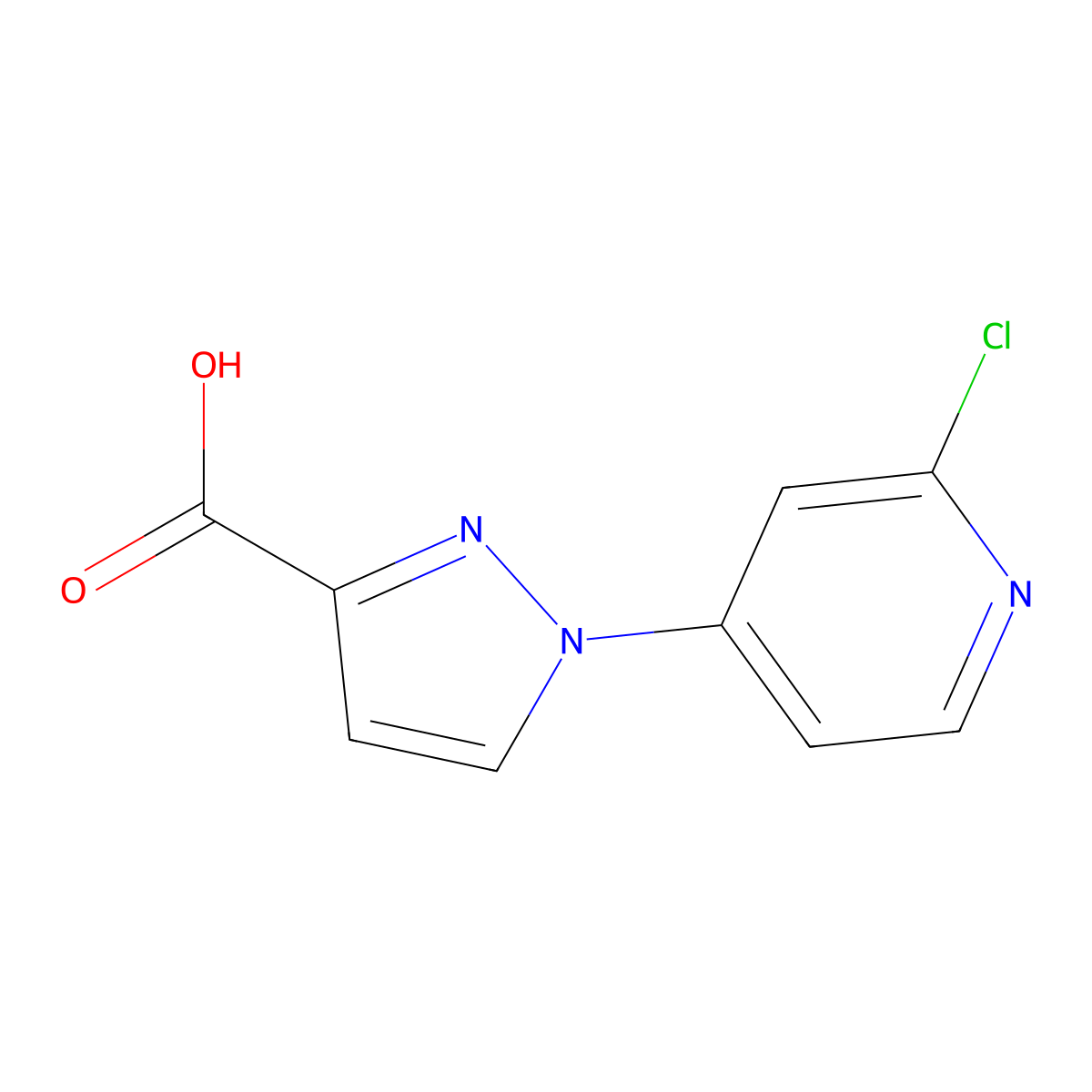 1-(2-Chloro-4-pyridinyl)pyrazole-3-carboxylic acid molecular structure, CAS 2383562-96-5