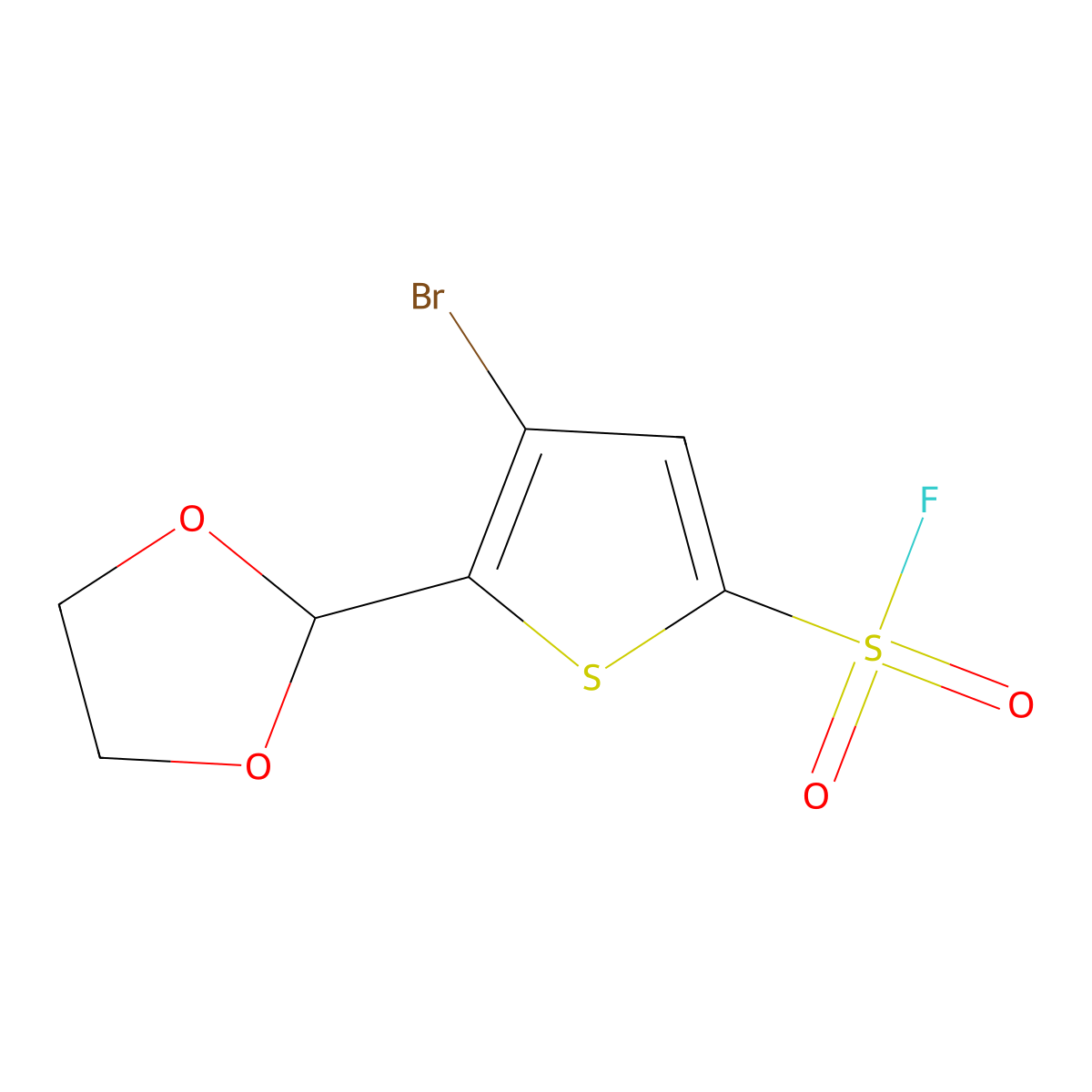 4-Bromo-5-(1,3-dioxolan-2-yl)thiophene-2-sulfonyl fluoride molecular structure, CAS 2383565-64-6