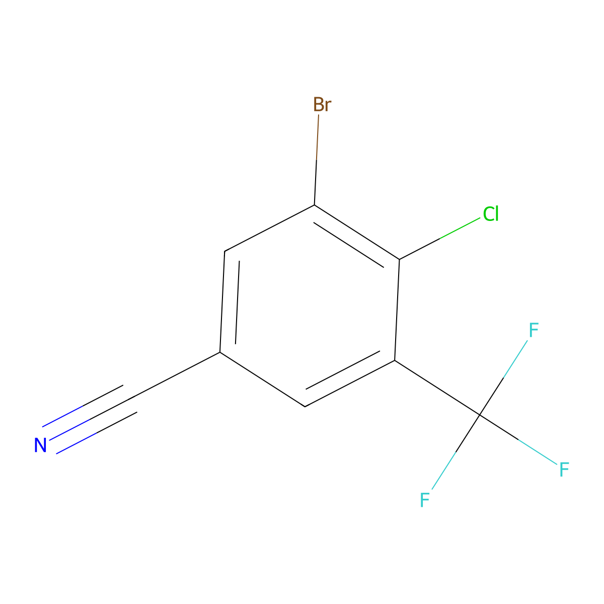 3-Bromo-4-chloro-5-(trifluoromethyl)benzonitrile molecular structure, CAS 2383568-45-2