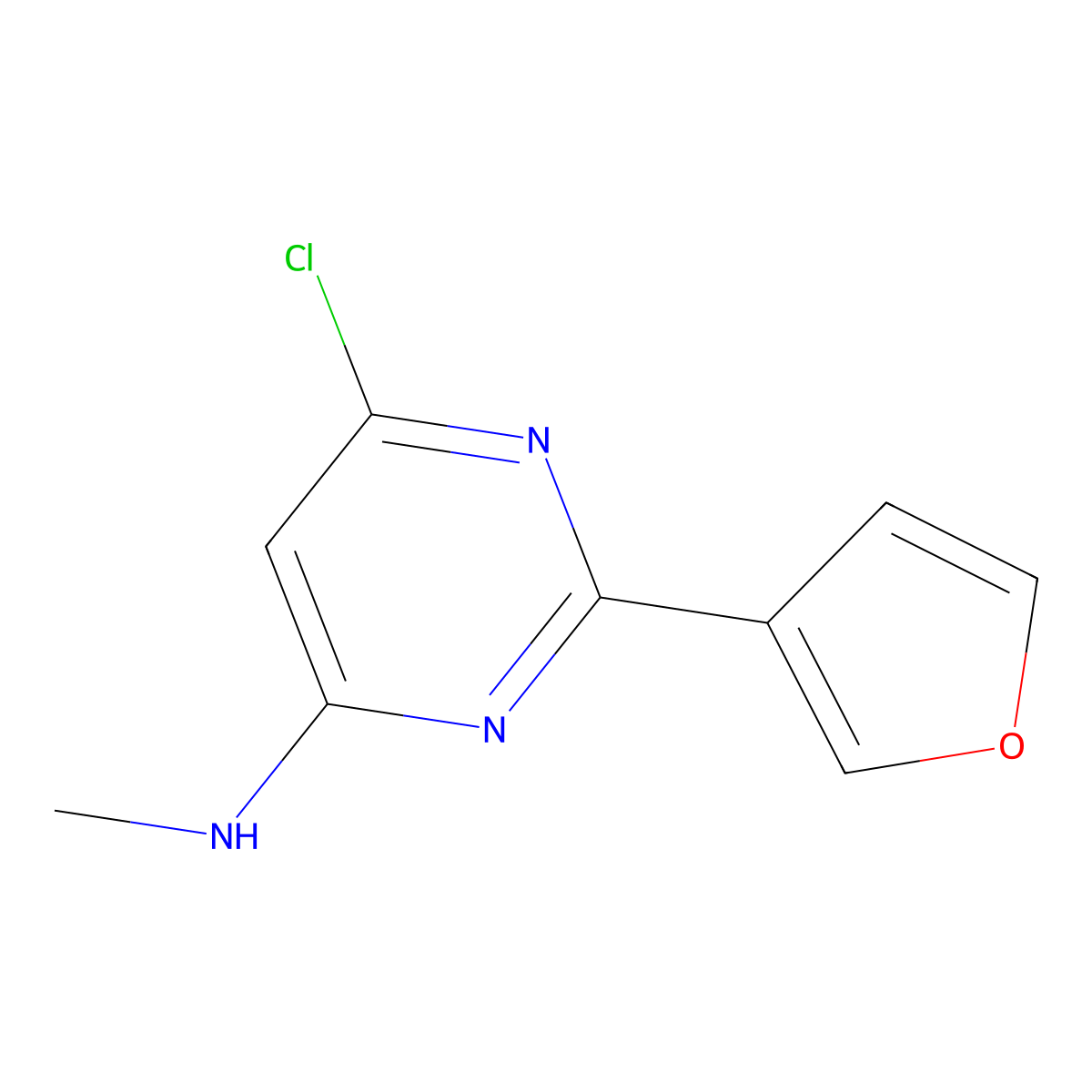 6-Chloro-2-(furan-3-yl)-N-methylpyrimidin-4-amine molecular structure, CAS 2383571-36-4