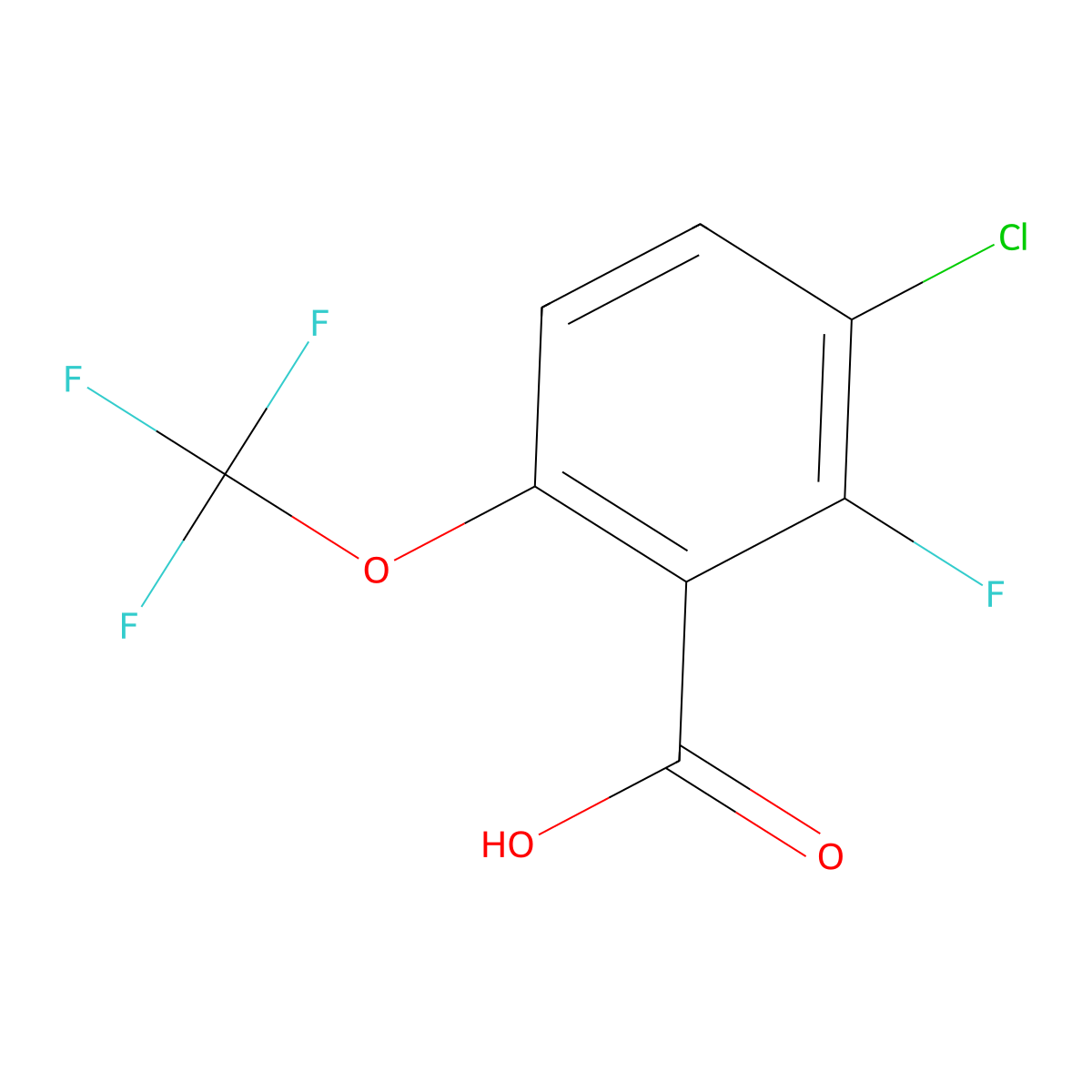 3-Chloro-2-fluoro-6-(trifluoromethoxy)benzoic acid molecular structure, CAS 2383581-50-6