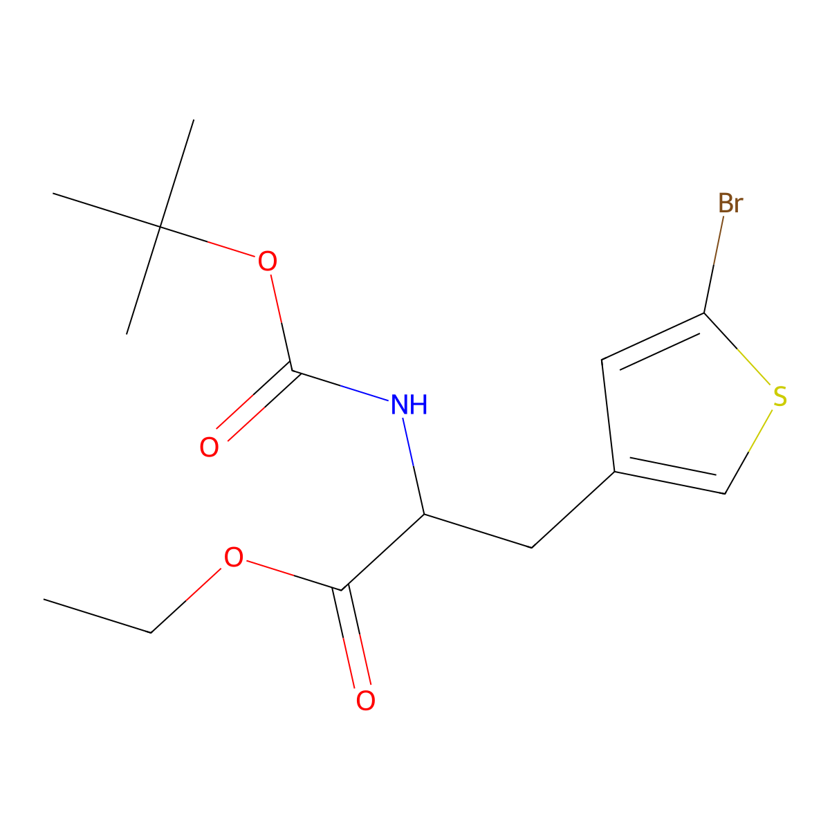 Ethyl 3-(5-bromothiophen-3-yl)-2-{[(tert-butoxy)carbonyl]amino}propanoate molecular structure, CAS 2383582-13-4