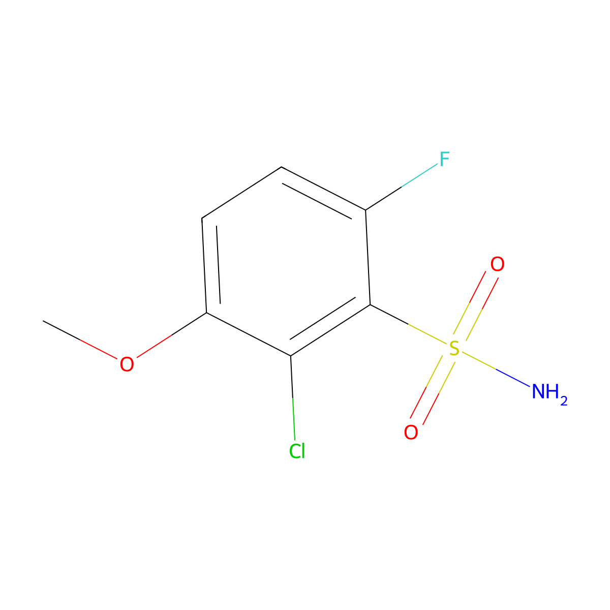 2-Chloro-6-fluoro-3-methoxybenzene-1-sulfonamide molecular structure, CAS 2383582-29-2