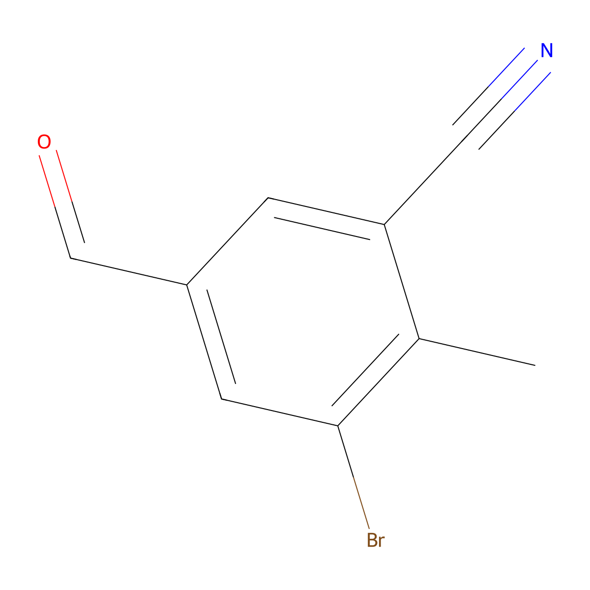 3-Bromo-5-formyl-2-methylbenzonitrile molecular structure, CAS 2383584-73-2