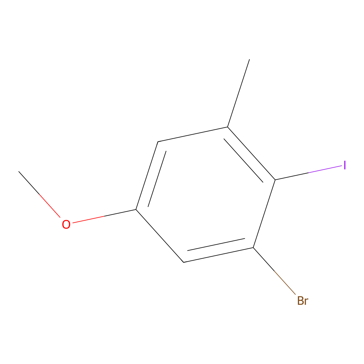 1-Bromo-2-iodo-5-methoxy-3-methylbenzene molecular structure, CAS 2383587-43-5