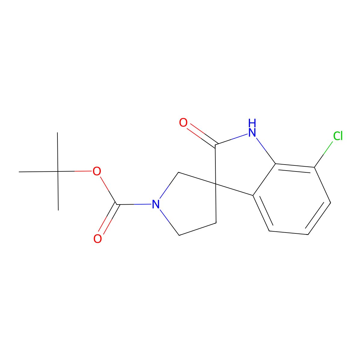 tert-Butyl 7-chloro-2-oxospiro[indoline-3,3'-pyrrolidine]-1'-carboxylate molecular structure, CAS 2383587-64-0