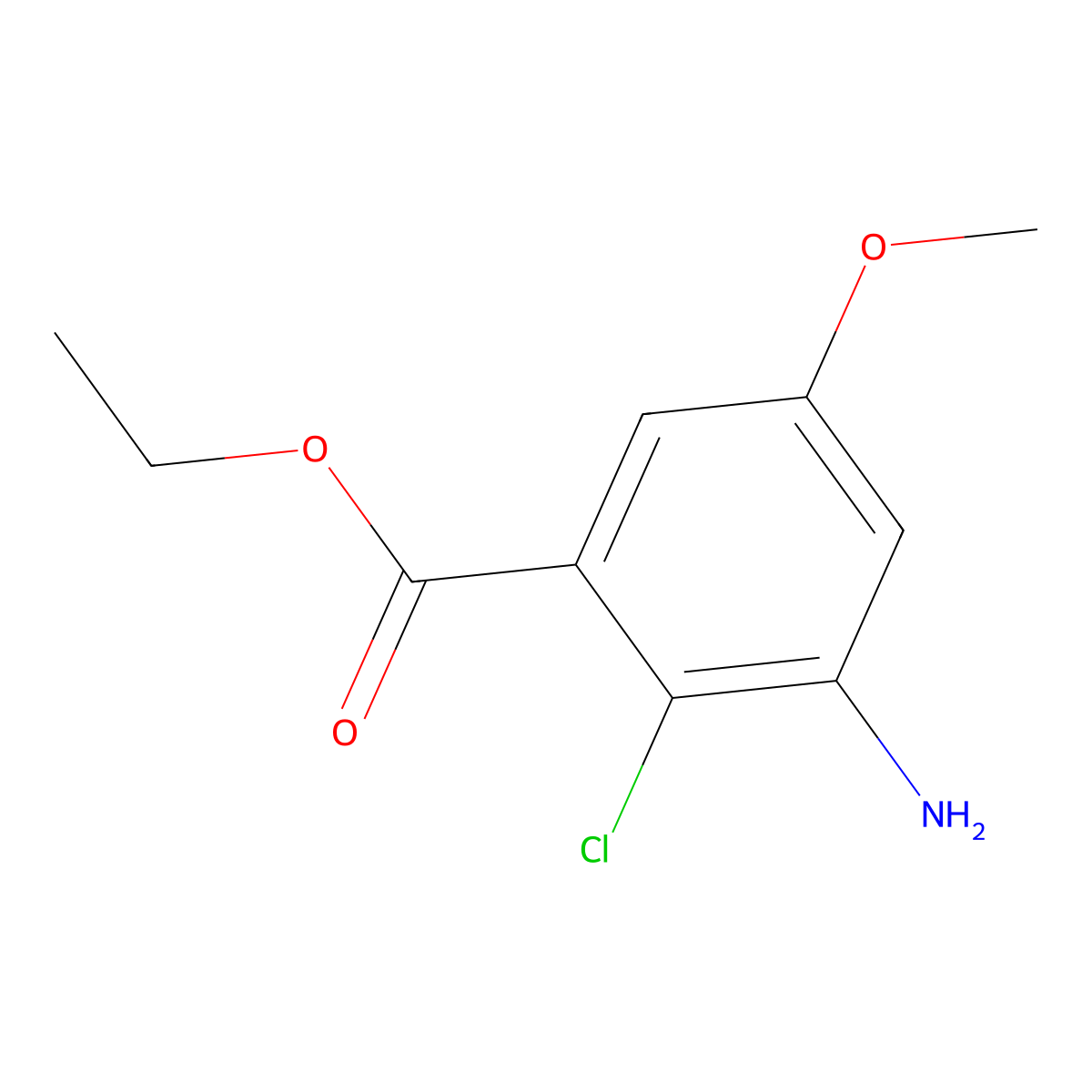 Ethyl 3-amino-2-chloro-5-methoxybenzoate molecular structure, CAS 2383587-96-8