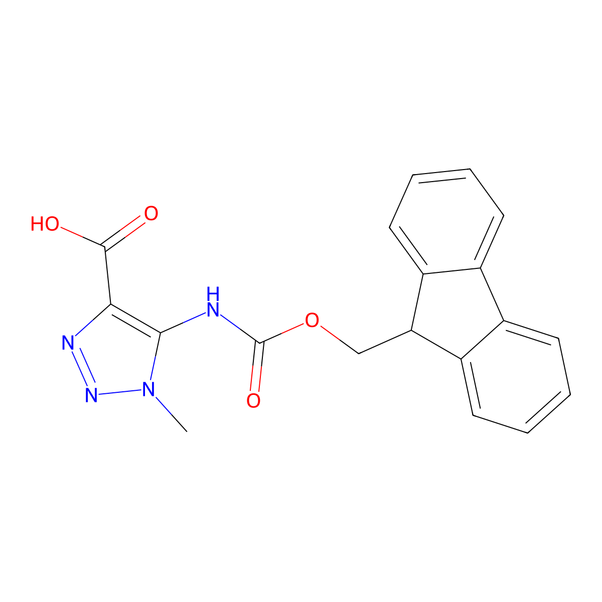 5-({[(9H-fluoren-9-yl)methoxy]carbonyl}amino)-1-methyl-1H-1,2,3-triazole-4-carboxylic acid molecular structure, CAS 2383589-61-3