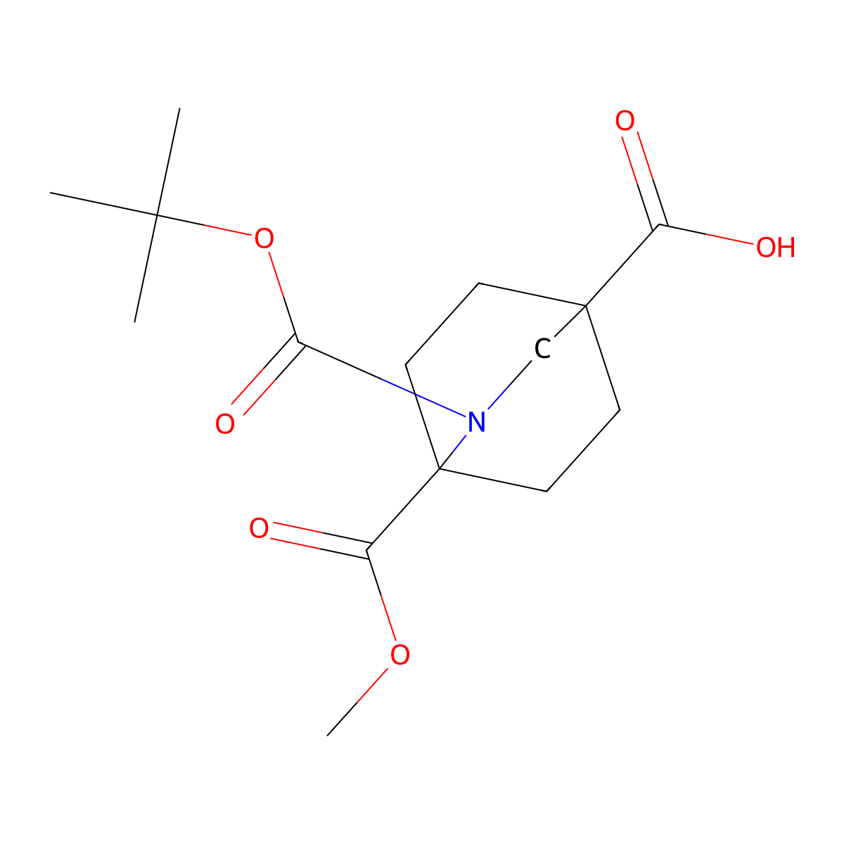 1-Methoxycarbonyl-2-[(2-methylpropan-2-yl)oxycarbonyl]-2-azabicyclo[2.2.2]octane-4-carboxylic acid molecular structure, CAS 2383592-17-2