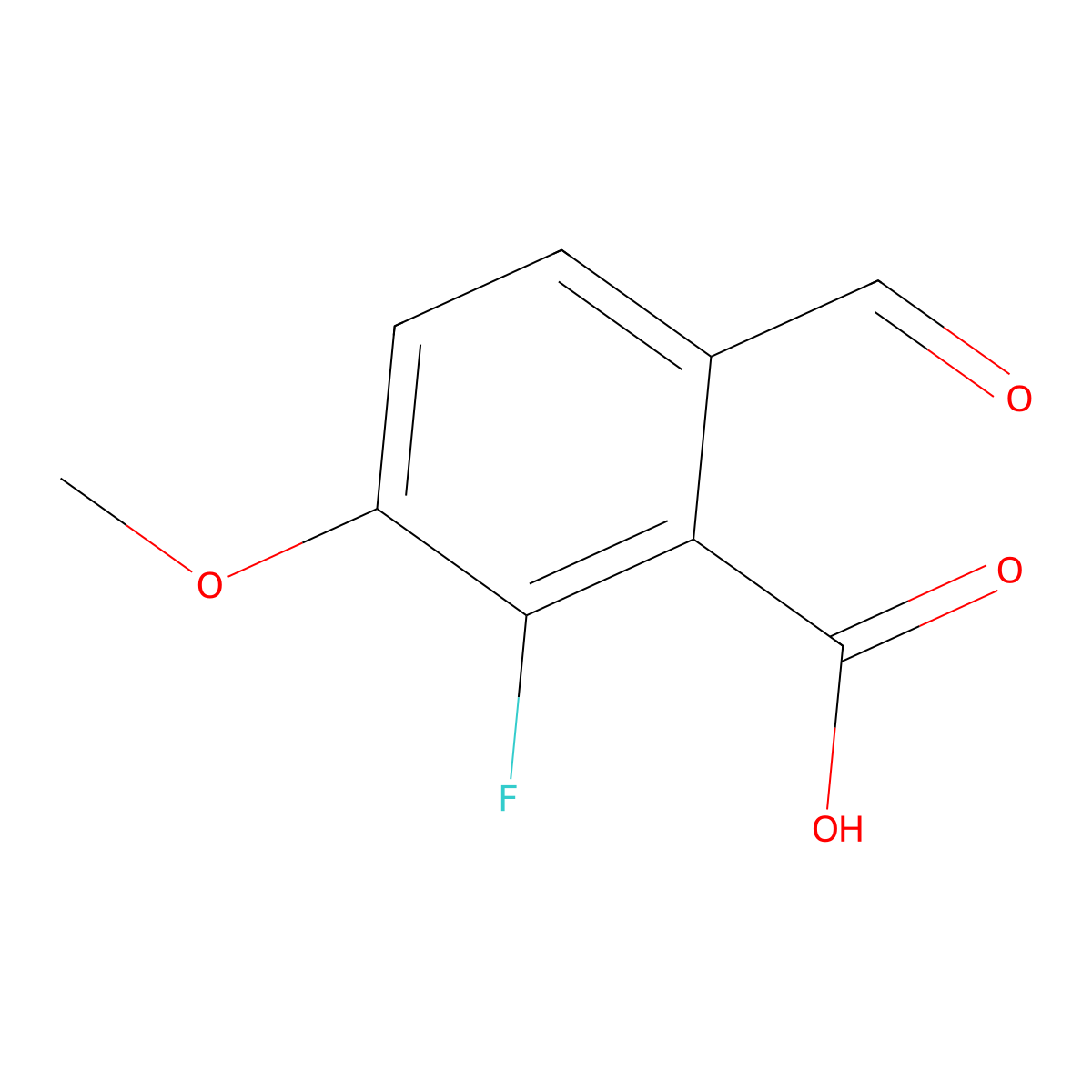 2-Fluoro-6-formyl-3-methoxybenzoic acid molecular structure, CAS 2383594-67-8