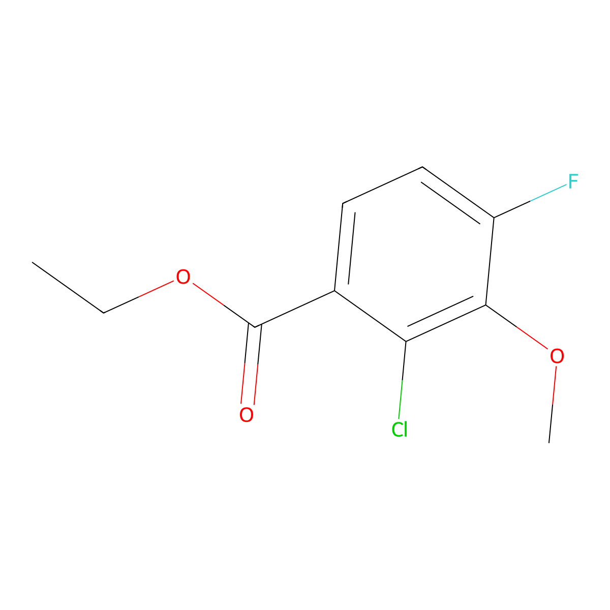 Ethyl 2-chloro-4-fluoro-3-methoxybenzoate molecular structure, CAS 2383597-60-0