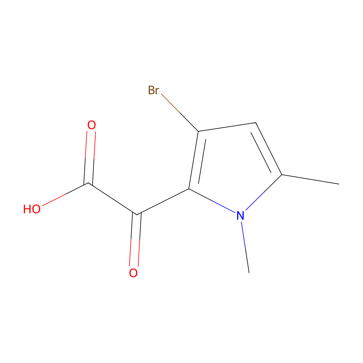 2-(3-bromo-1,5-dimethyl-1H-pyrrol-2-yl)-2-oxoacetic acid molecular structure, CAS 2383598-11-4