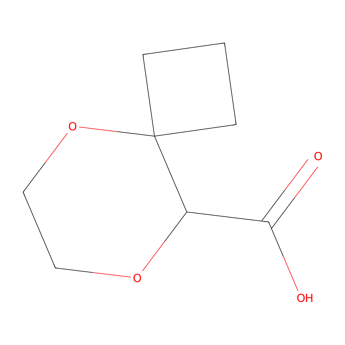 5,8-Dioxaspiro[3.5]nonane-9-carboxylic acid molecular structure, CAS 2383600-74-4