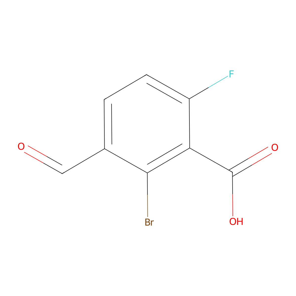 2-Bromo-6-fluoro-3-formylbenZoic acid molecular structure, CAS 2383602-45-5