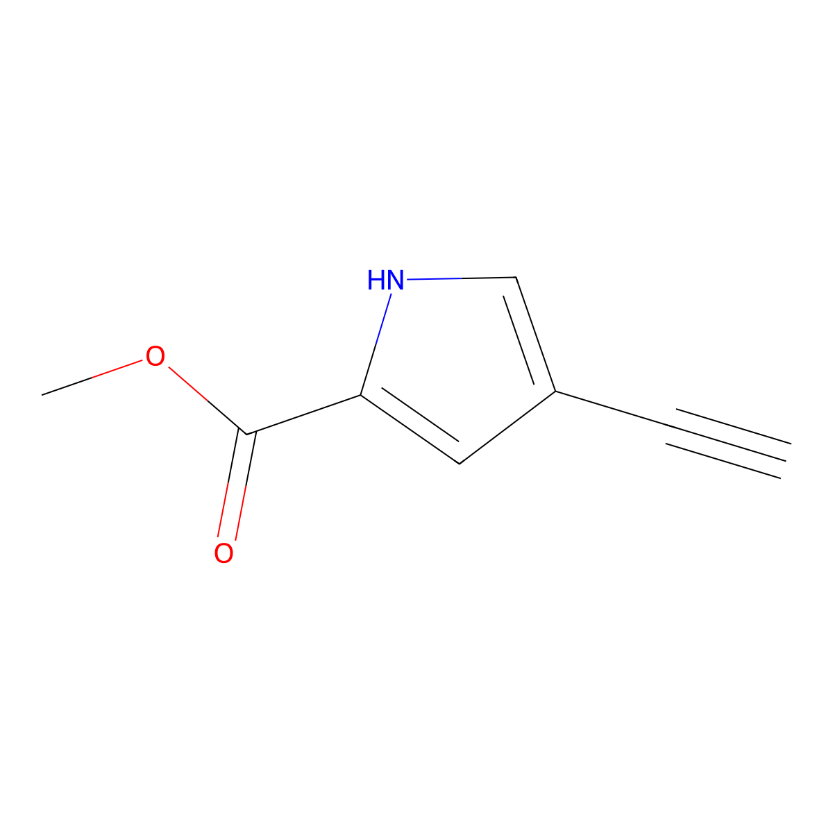 methyl 4-ethynyl-1H-pyrrole-2-carboxylate molecular structure, CAS 2383605-25-0