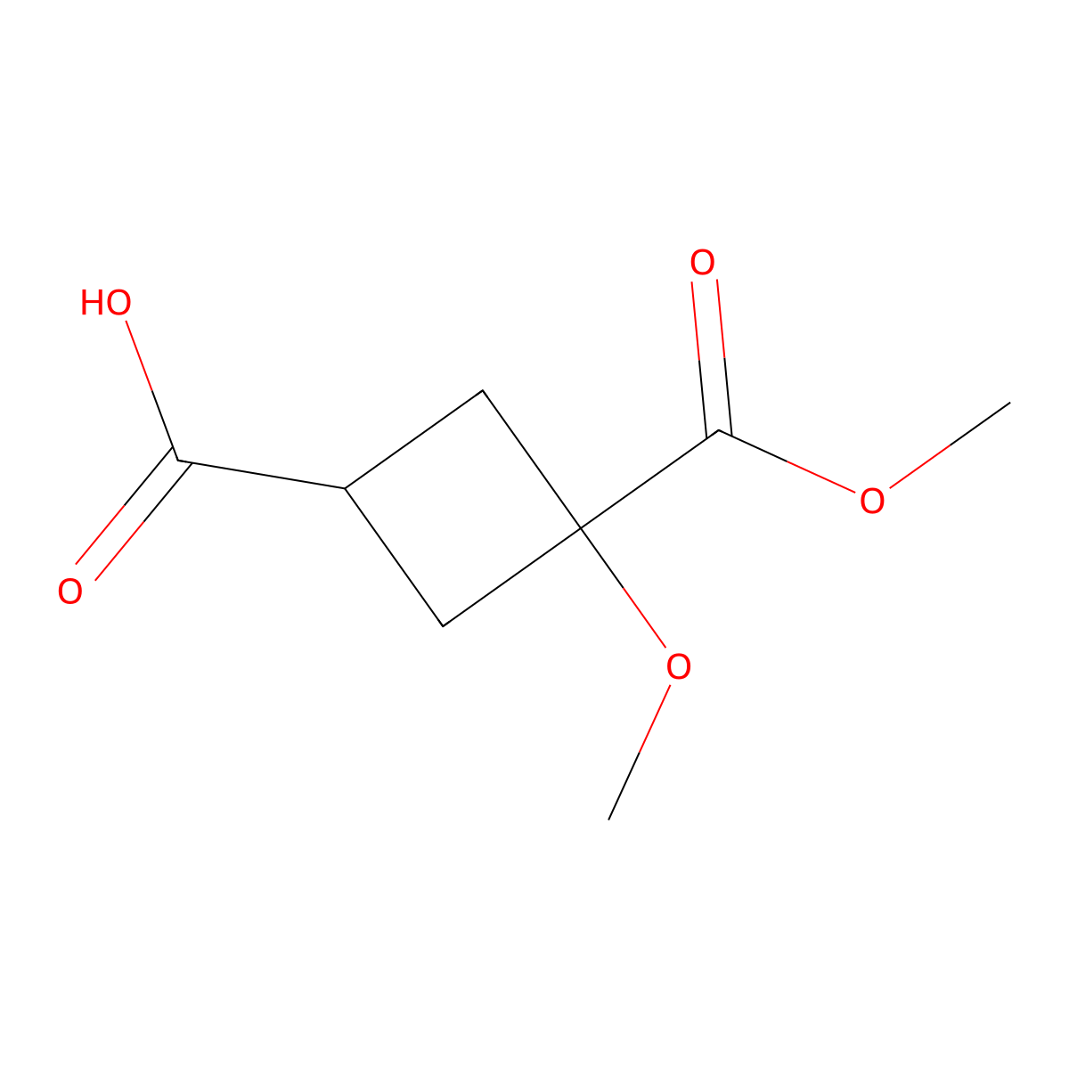3-Methoxy-3-methoxycarbonylcyclobutane-1-carboxylic acid molecular structure, CAS 2383606-93-5