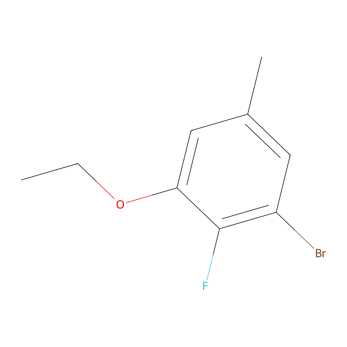 1-Bromo-3-ethoxy-2-fluoro-5-methylbenzene molecular structure, CAS 2383609-57-0