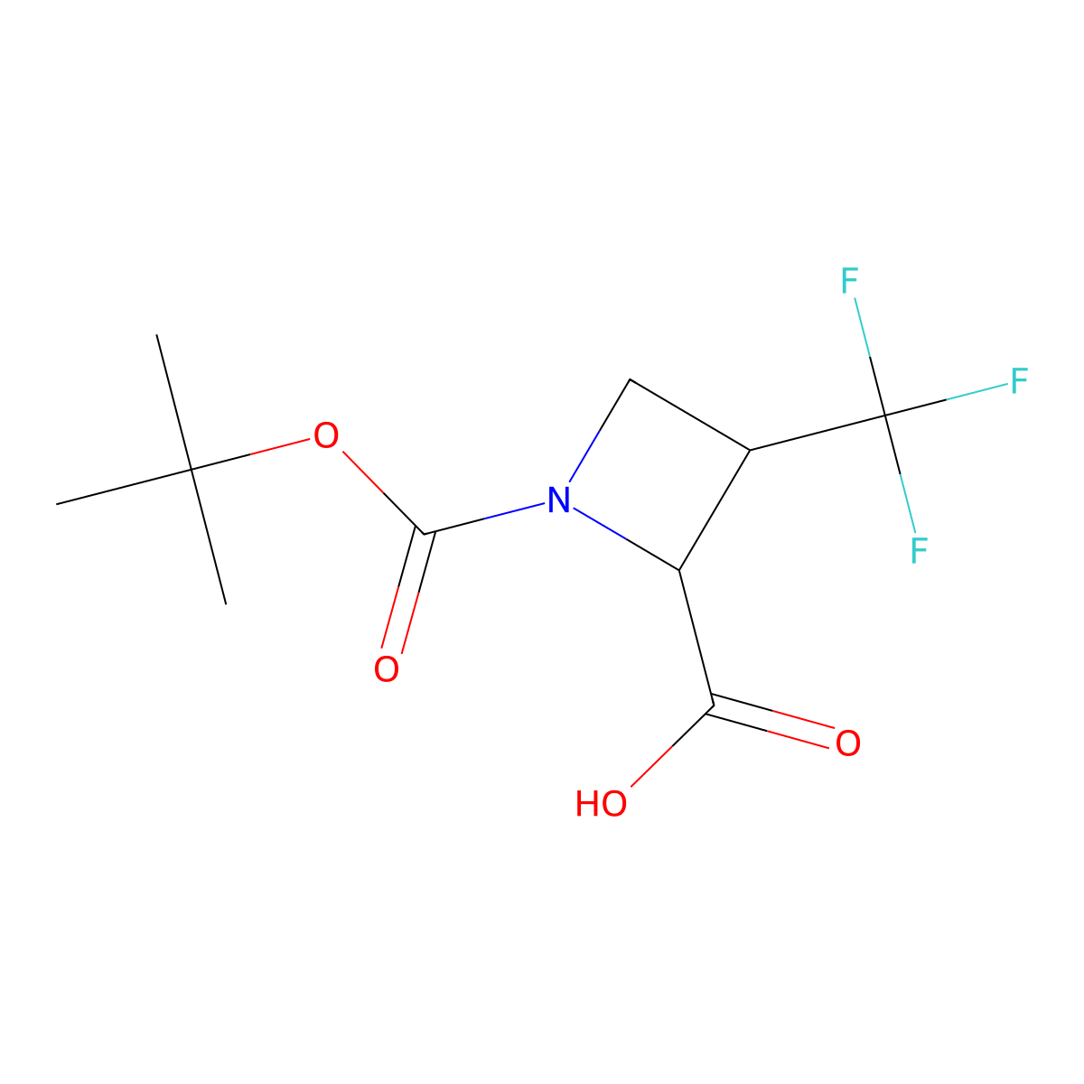1-(tert-Butoxycarbonyl)-3-(trifluoromethyl)azetidine-2-carboxylic acid molecular structure, CAS 2383618-02-6