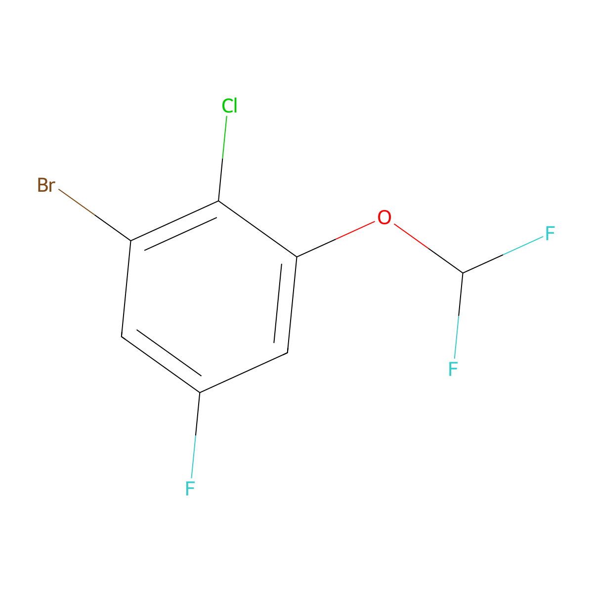 1-Bromo-2-chloro-3-(difluoromethoxy)-5-fluorobenzene molecular structure, CAS 2383621-10-9