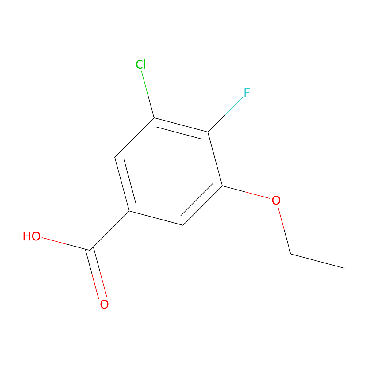 3-Chloro-5-ethoxy-4-fluorobenzoic acid molecular structure, CAS 2383623-43-4