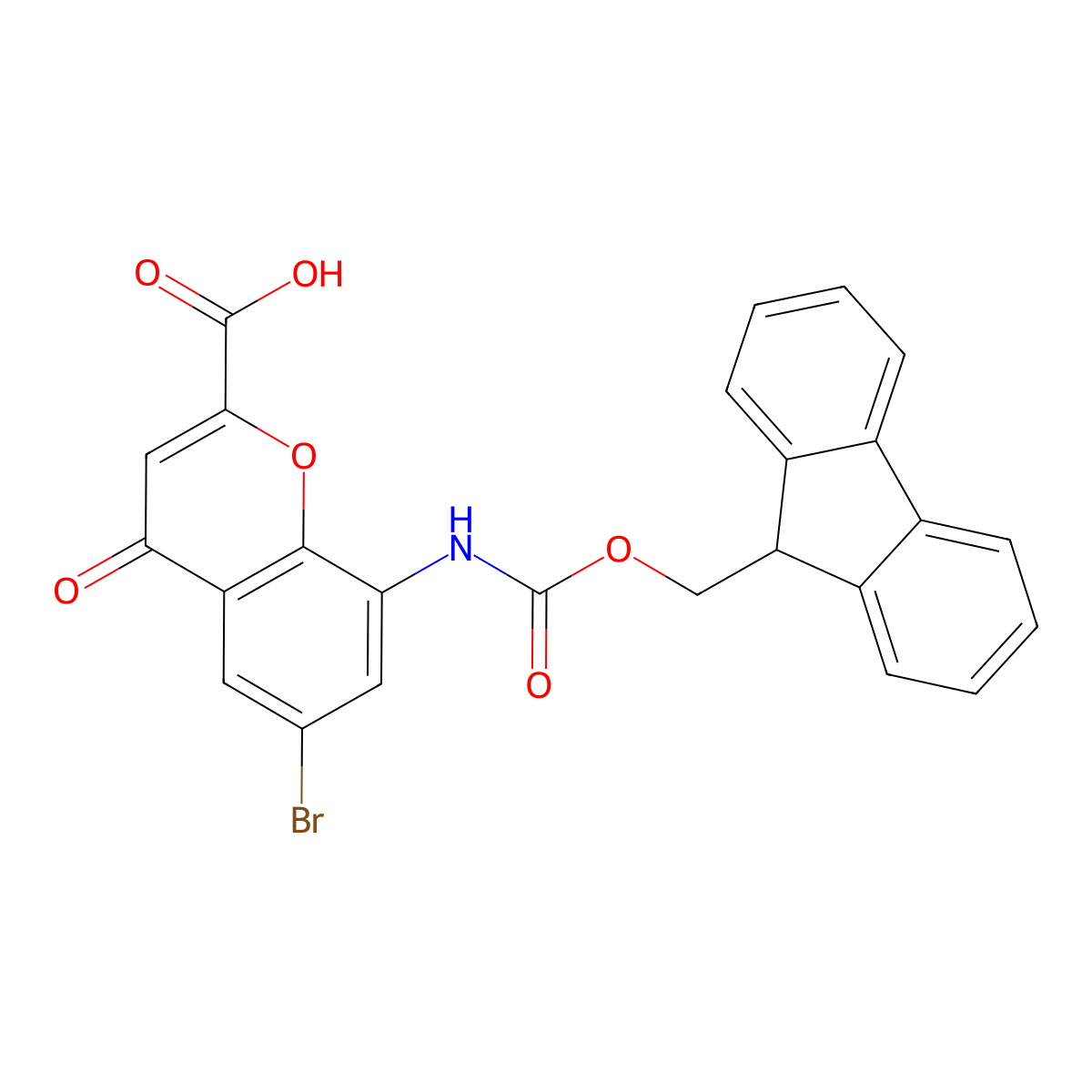 6-bromo-8-({[(9H-fluoren-9-yl)methoxy]carbonyl}amino)-4-oxo-4H-chromene-2-carboxylic acid molecular structure, CAS 2383628-74-6