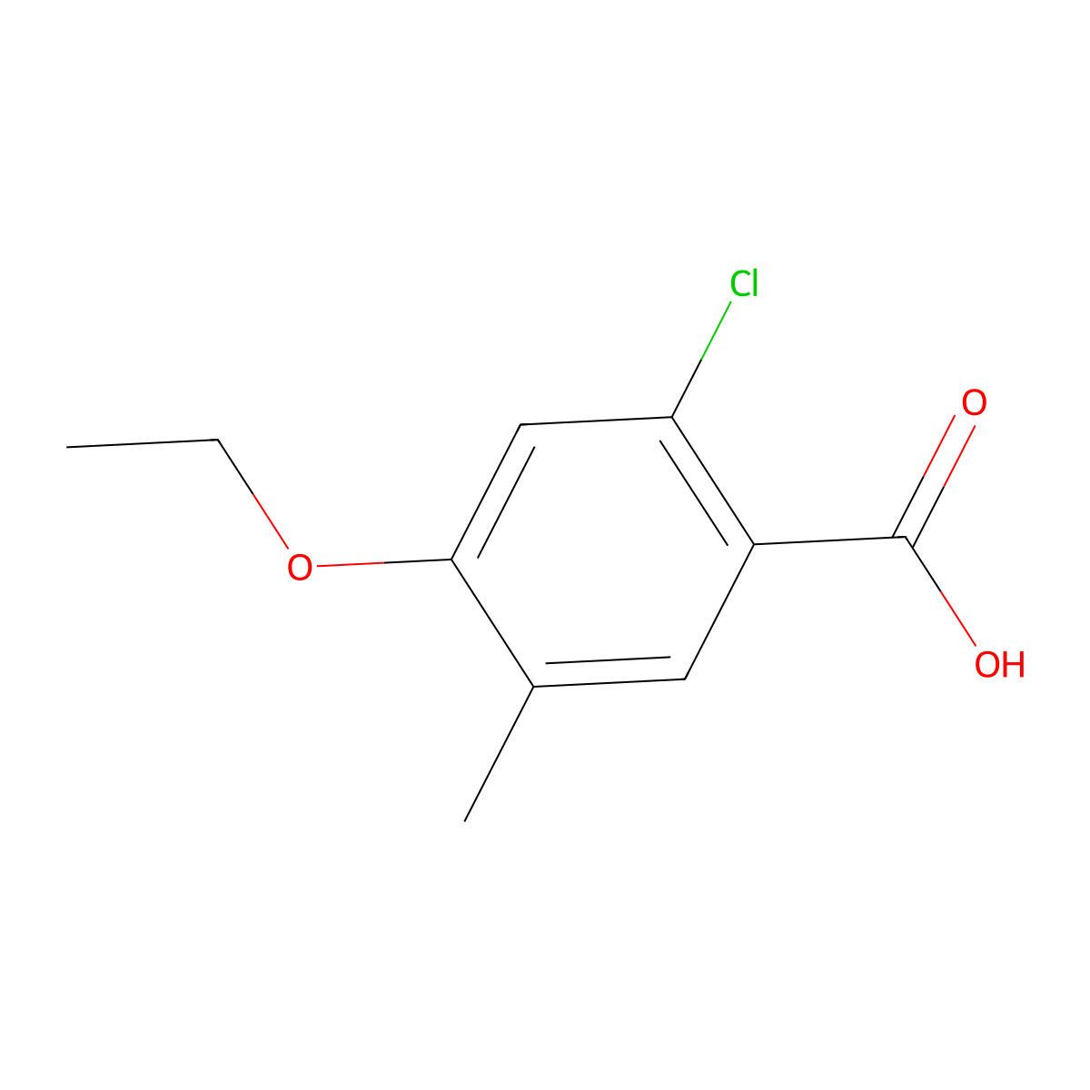 2-Chloro-4-ethoxy-5-methylbenzoic acid molecular structure, CAS 2383629-95-4