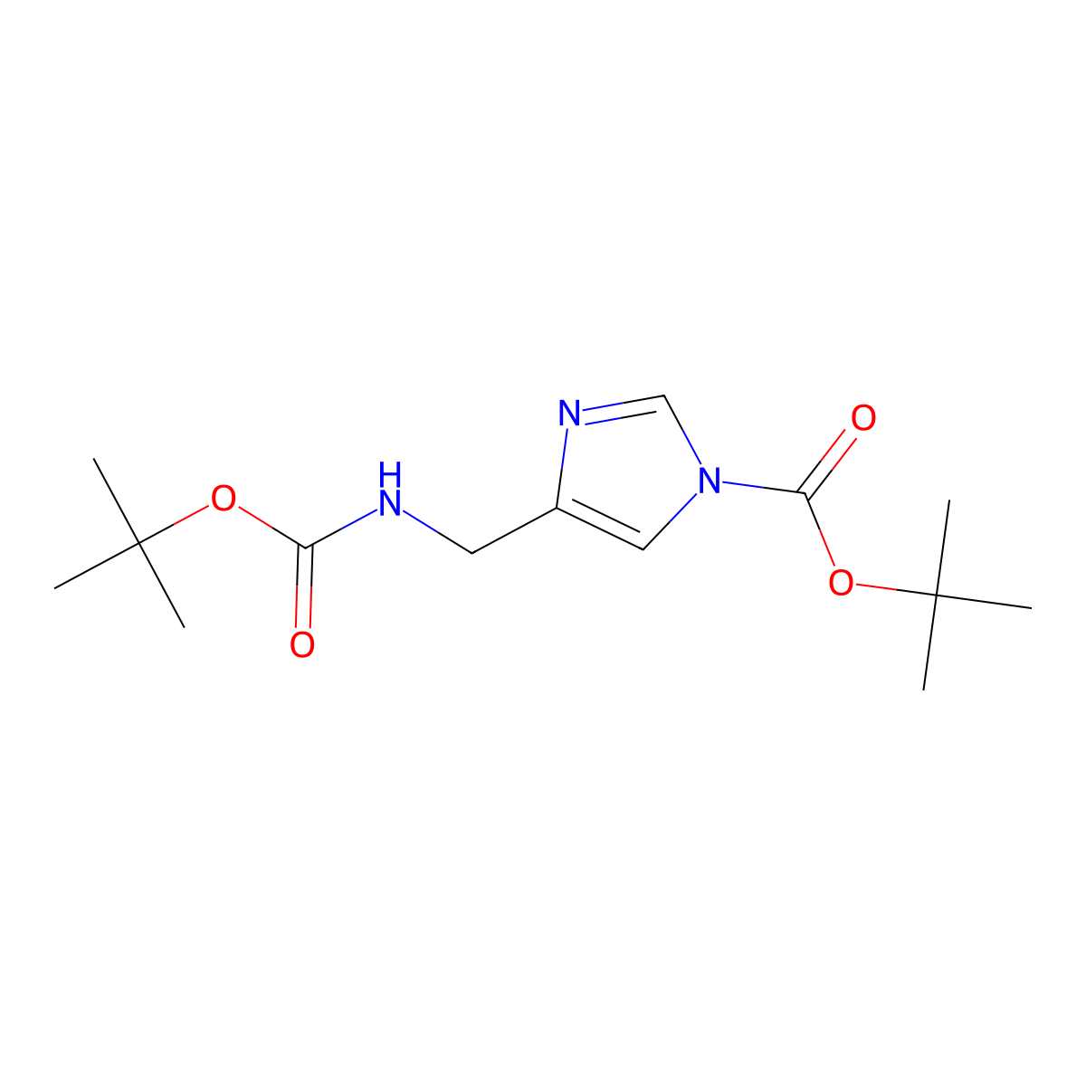 Tert-butyl 4-(((tert-butoxycarbonyl)amino) methyl)-1H-imidazole-1-carboxylate molecular structure, CAS 2383650-70-0