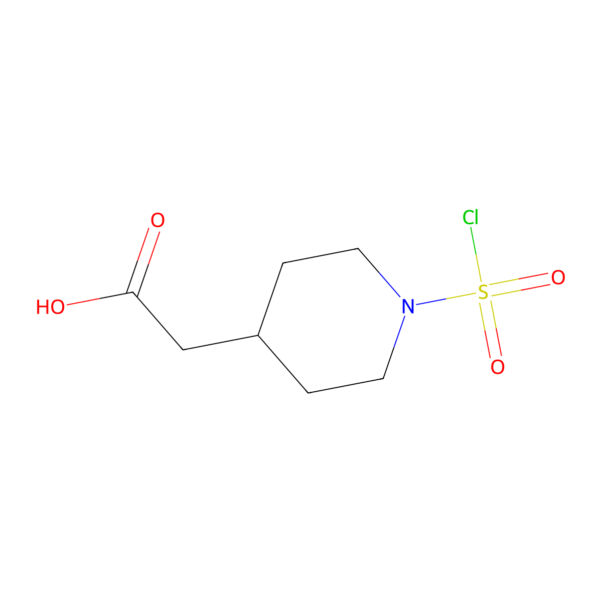 2-[1-(Chlorosulfonyl)piperidin-4-yl]acetic acid molecular structure, CAS 2383652-77-3