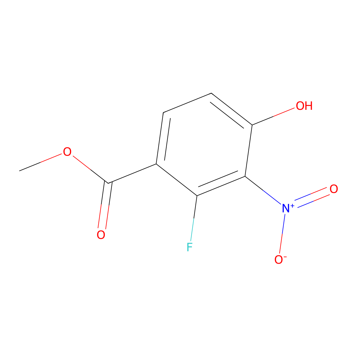 Methyl 2-fluoro-4-hydroxy-3-nitrobenzoate molecular structure, CAS 2383658-04-4
