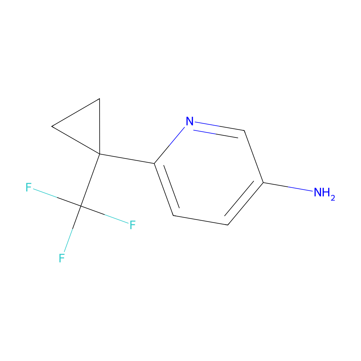 6-[1-(Trifluoromethyl)cyclopropyl]pyridin-3-amine molecular structure, CAS 2383658-38-4