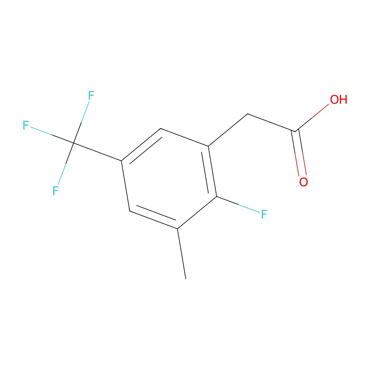 2-Fluoro-3-methyl-5-(trifluoromethyl)phenylacetic acid molecular structure, CAS 2383659-72-9