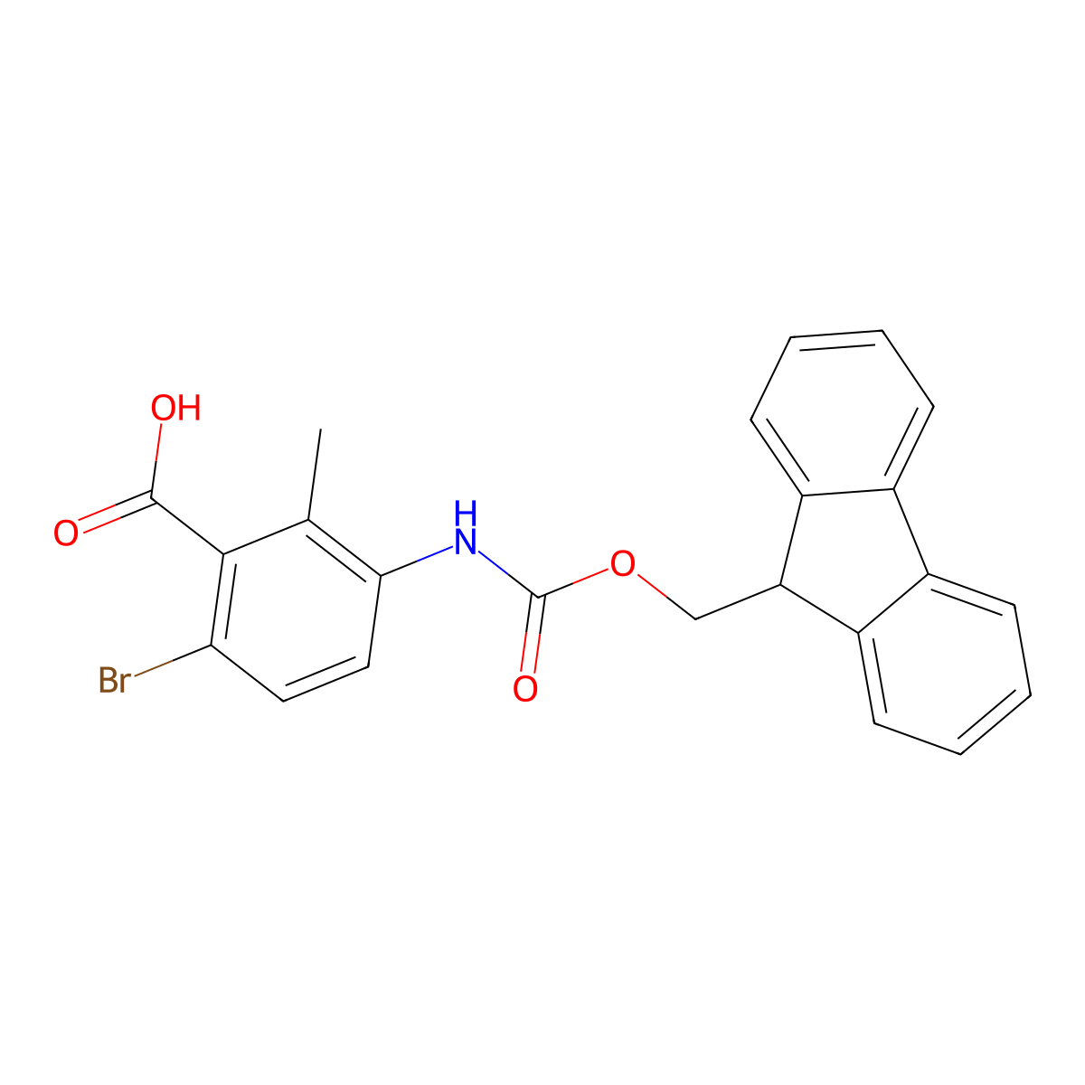 6-bromo-3-({[(9H-fluoren-9-yl)methoxy]carbonyl}amino)-2-methylbenzoic acid molecular structure, CAS 2383661-60-5