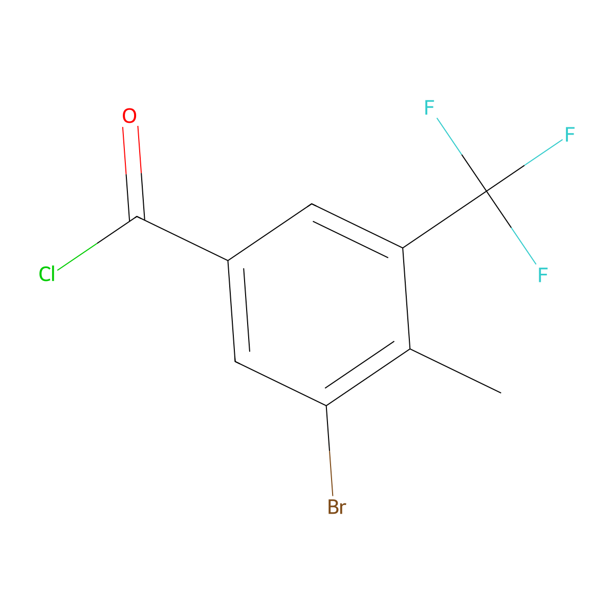 3-Bromo-4-methyl-5-(trifluoromethyl)benzoyl chloride molecular structure, CAS 2383663-22-5