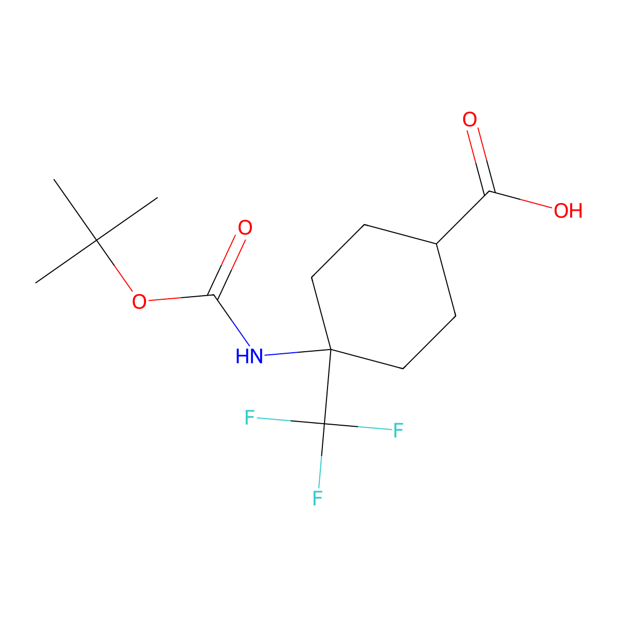4-{[(Tert-butoxy)carbonyl]amino}-4-(trifluoromethyl)cyclohexane-1-carboxylic acid molecular structure, CAS 2383665-24-3