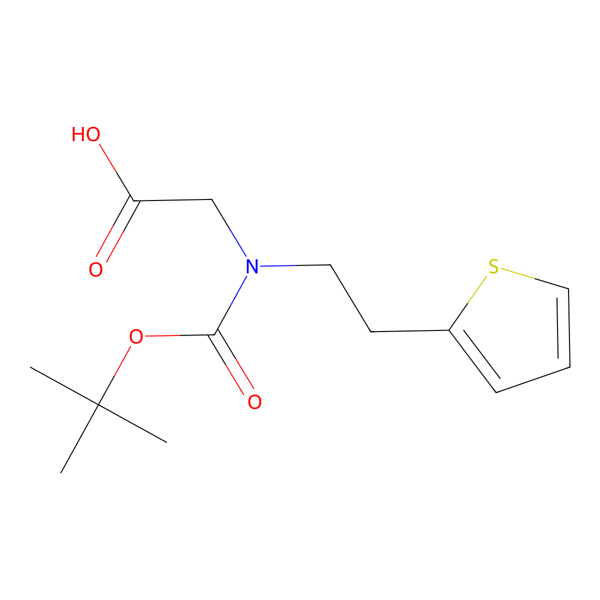 2-{[(Tert-butoxy)carbonyl][2-(thiophen-2-yl)ethyl]amino}acetic acid molecular structure, CAS 2383666-98-4