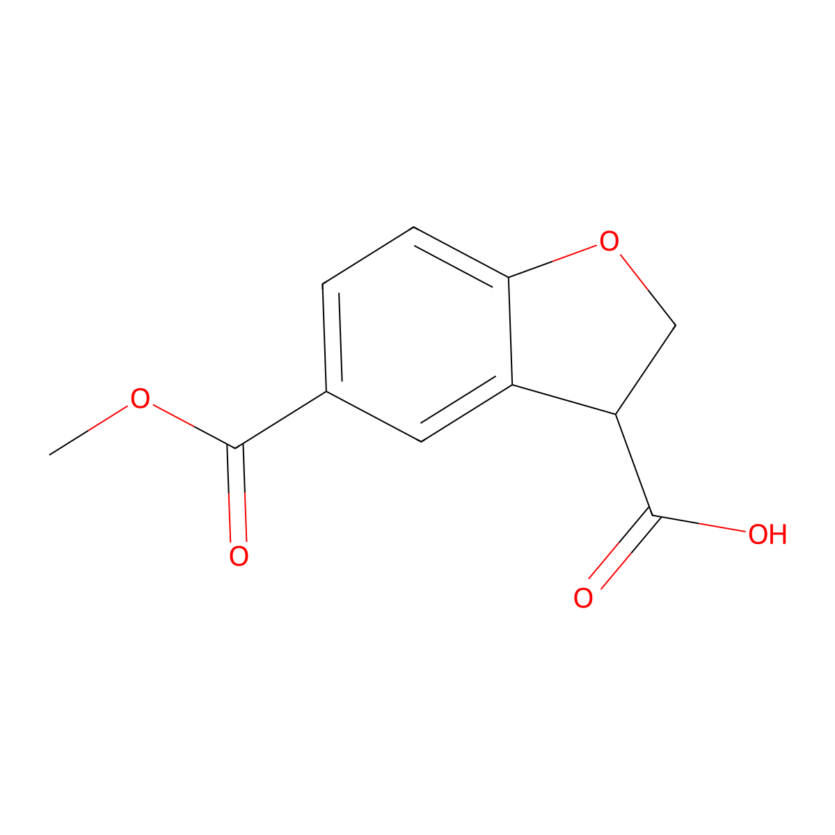 5-Methoxycarbonyl-2,3-dihydro-1-benzofuran-3-carboxylic acid molecular structure, CAS 2383667-92-1