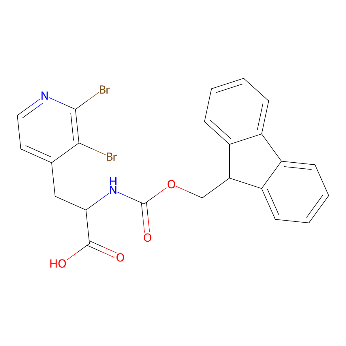 3-(2,3-dibromopyridin-4-yl)-2-({[(9H-fluoren-9-yl)methoxy]carbonyl}amino)propanoic acid molecular structure, CAS 2383676-21-7