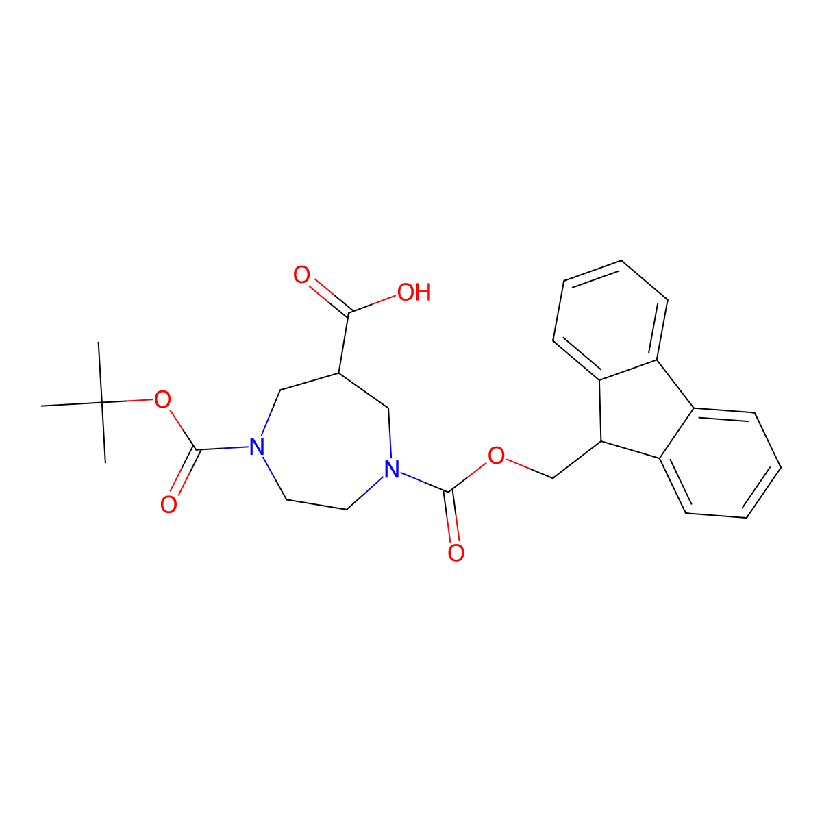 1-[(tert-butoxy)carbonyl]-4-{[(9H-fluoren-9-yl)methoxy]carbonyl}-1,4-diazepane-6-carboxylic acid molecular structure, CAS 2383678-70-2