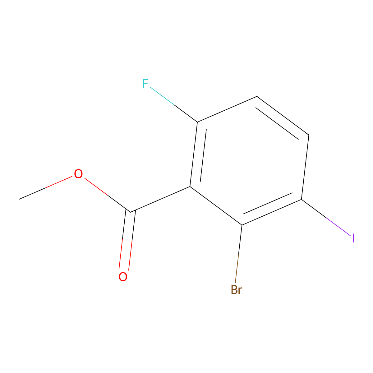 Methyl 2-bromo-6-fluoro-3-iodobenzoate molecular structure, CAS 2383683-94-9