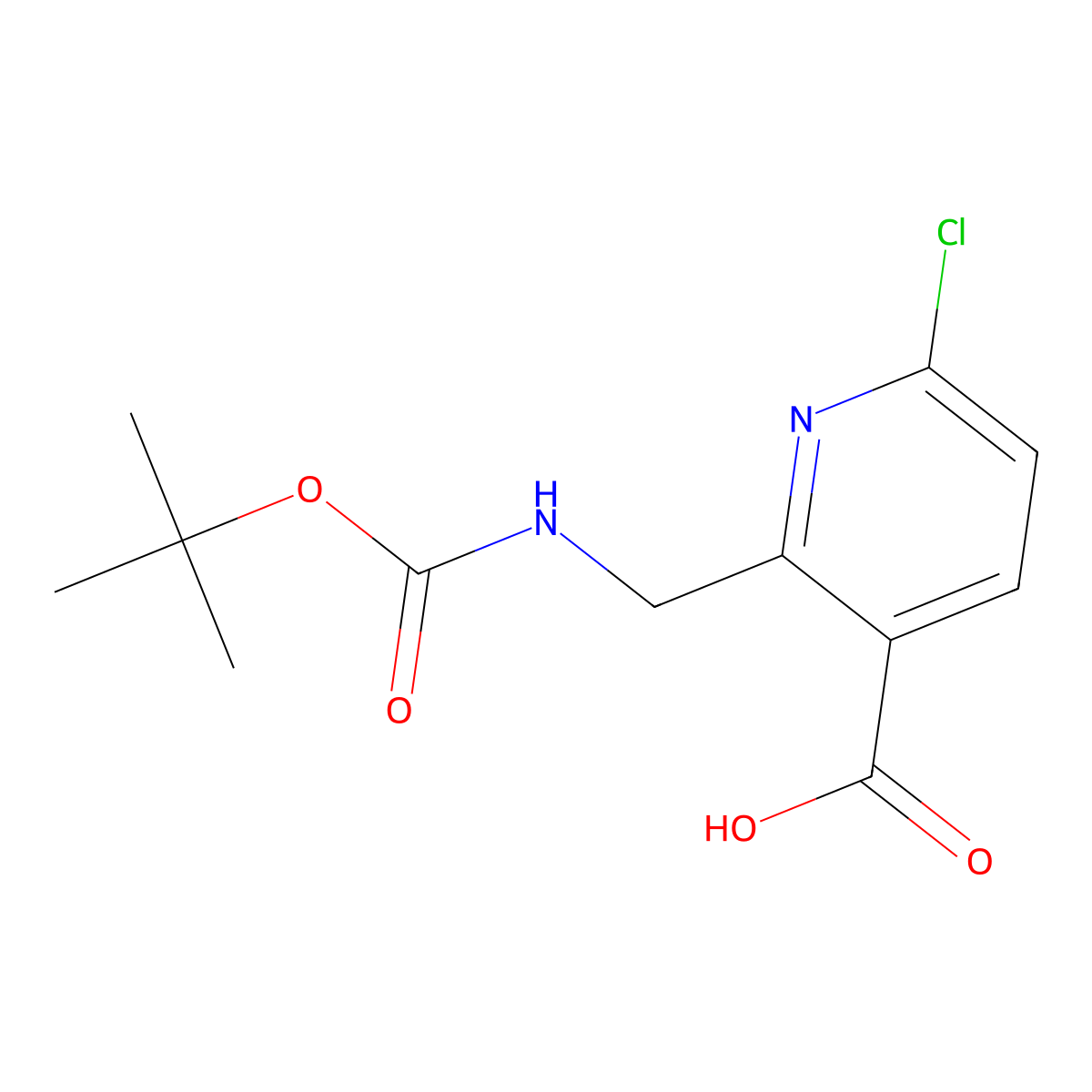2-({[(Tert-butoxy)carbonyl]amino}methyl)-6-chloropyridine-3-carboxylic acid molecular structure, CAS 2383685-19-4