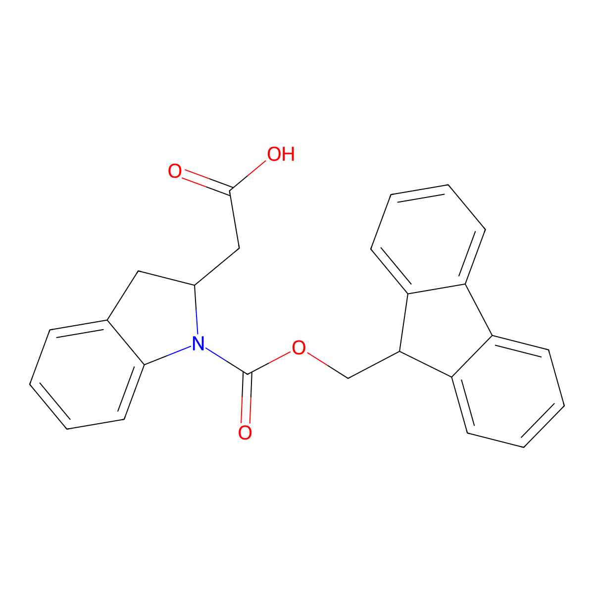 2-{1-[(9H-fluoren-9-ylmethoxy)carbonyl]-2,3-dihydro-1H-indol-2-yl}acetic acid molecular structure, CAS 2383693-20-5