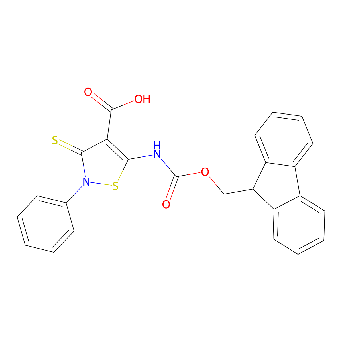 5-({[(9H-fluoren-9-yl)methoxy]carbonyl}amino)-2-phenyl-3-sulfanylidene-2,3-dihydro-1,2-thiazole-4-carboxylic acid molecular structure, CAS 2383694-85-5