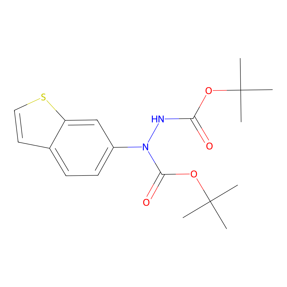 N-(1-benzothiophen-6-yl)-N'-[(tert-butoxy)carbonyl](tert-butoxy)carbohydrazide molecular structure, CAS 2383709-13-3
