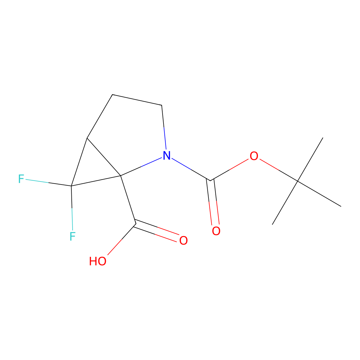 2-[(Tert-butoxy)carbonyl]-6,6-difluoro-2-azabicyclo[3.1.0]hexane-1-carboxylic acid molecular structure, CAS 2383726-94-9